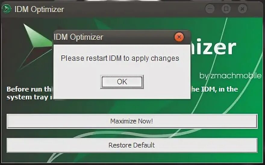 Restart to apply. Internet download Manager icon. Please restart the application to apply the change..