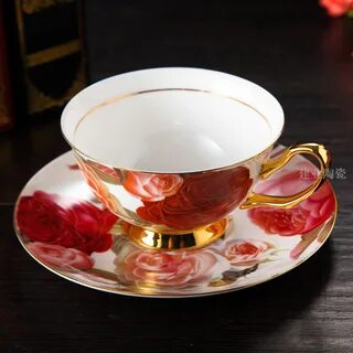 creative coffee cup set rose bone china cup english afternoon tea cup ceram...