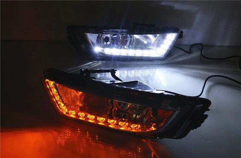 Дхо на октавию. Skoda Octavia a7 led. Led фары Skoda Octavia a7. Led ПТФ Octavia a7.