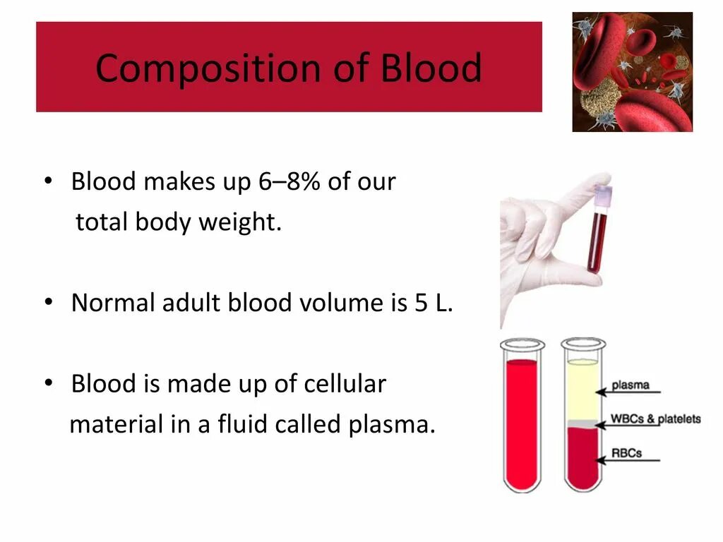 Blood Composition. Blood Composition and function.