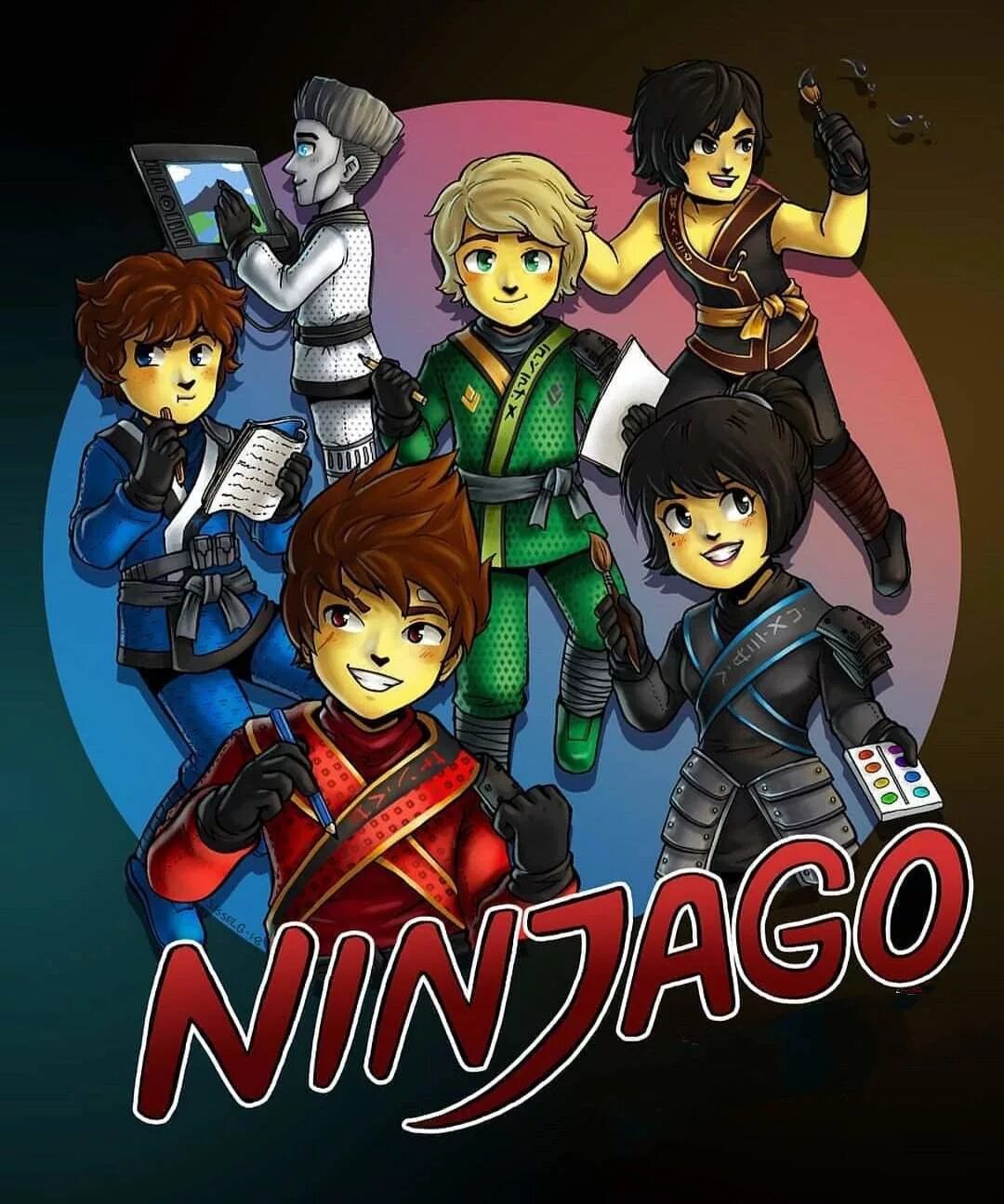 Ninjago art. Кай Джей Зейн Коул Ллойд ния. Лего Ниндзяго персонажи арт. Ниндзяго арты команда. Ниндзяго аниме Кай и Джей.
