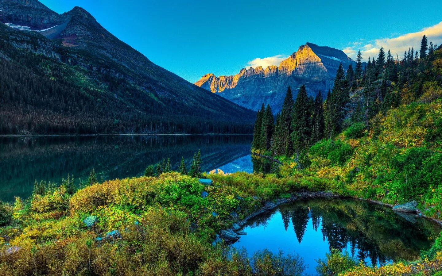 Новинки в шд. Озеро Морейн. Блу-Маунтинс (горы, США). Горы, озеро, деревья, Reka пейзаж. Шикарный пейзаж.