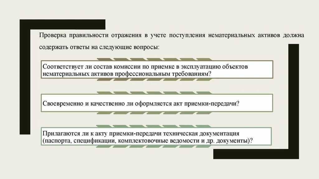 Правоту утверждения. Проверка правильности оценки НМА. Отражение в учете нематериальных активов. Презентация. Вывод проверки учета нефинансовых активов. Протокол комиссии по поступлению нематериальных активов.