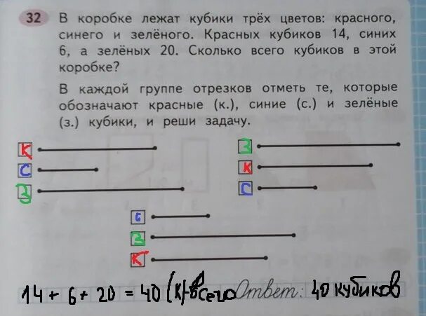 Закрась кружки с номерами отрезков. В коробке лежат кубики трех цветов. В коробке лежат кубики трех цветов красного синего. В коробке лежат синие красные и зеленые кубики. В коробке лежат кубики 3 цветов красного синего и зеленого.