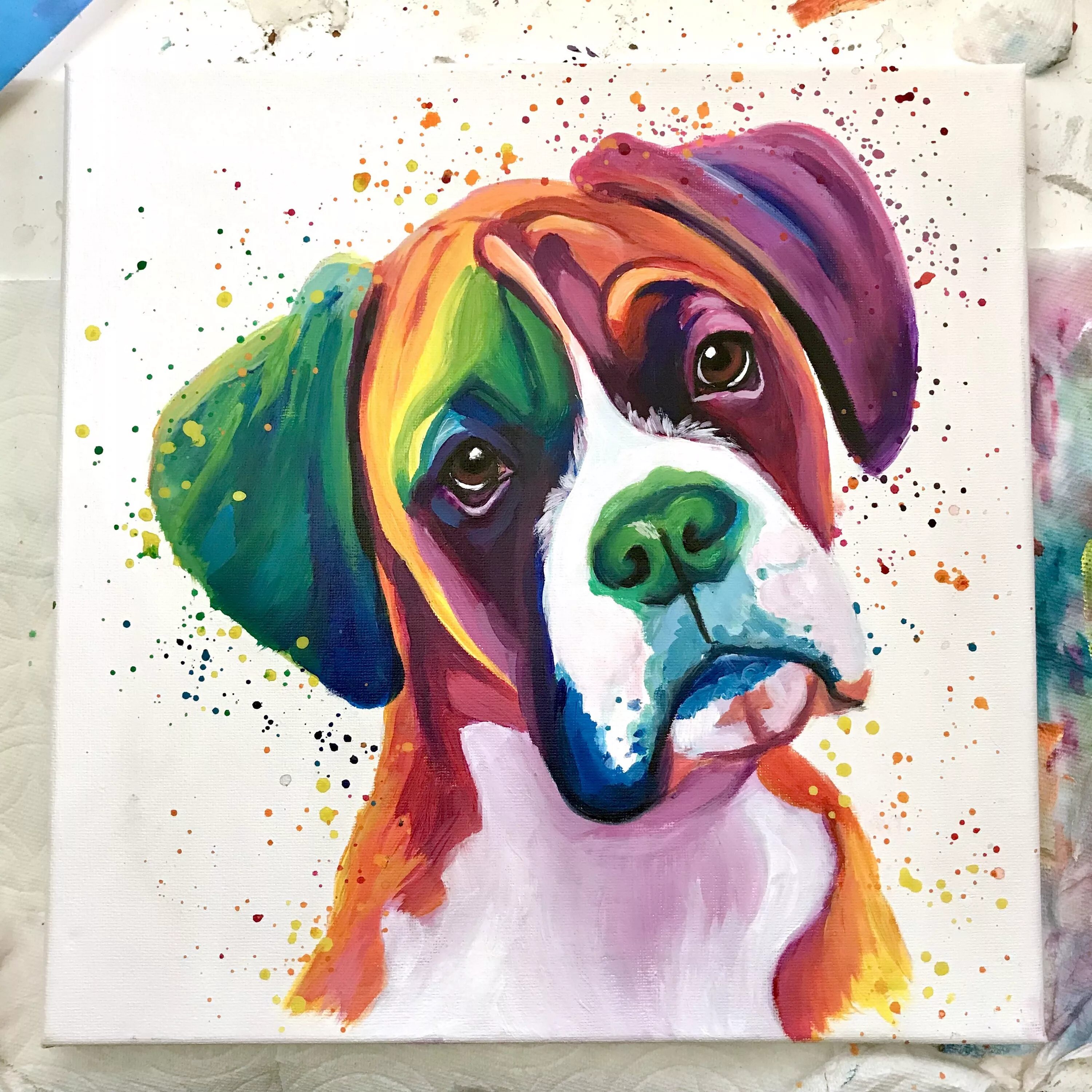 Painted dogs. Разноцветные собачки. Собака рисунок цветной. Живопись, разноцветная собака. Яркий рисунок собаки.