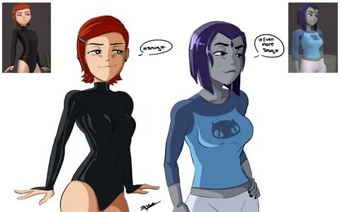 crossover, gwen tennyson, raven, ben 10, teen titans, redmoa, dc, cartoon n...