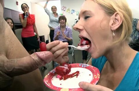 Eating cum on food. 