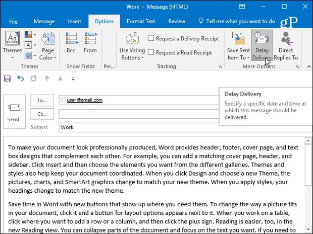 Delay sending message
