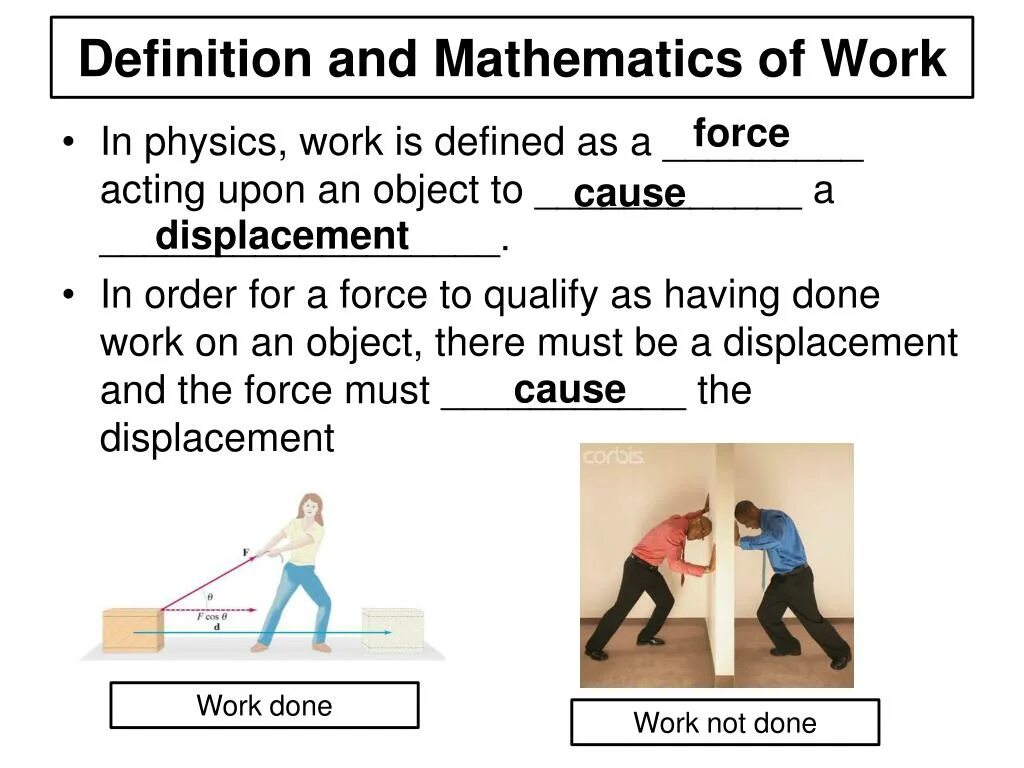 Work Definition physics. Force physics. Energy work. Forces in physics.