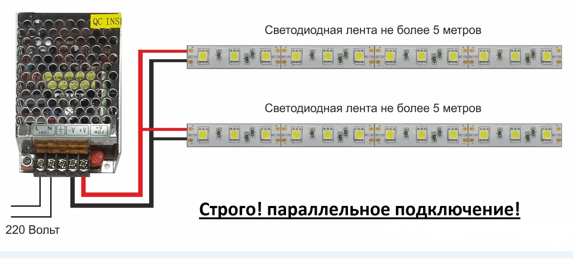 5 вольт на метр. Светодиодная лента на 220 вольт без блока питания. Схема подключения светодиодной ленты к блоку питания 12 вольт. Блок питания для светодиодной ленты 12в 350вт. Схема подсоединения диодной ленты.