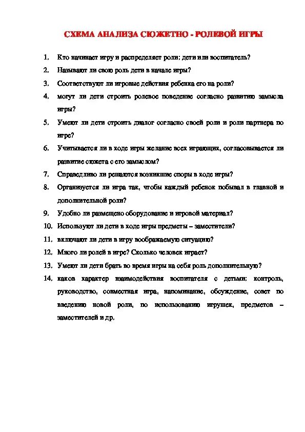 Анализ развлечения. Анализ сюжетно-ролевой игры в ДОУ. Схема анализа сюжетно-ролевой игры. Планирование сюжетно ролевой инрыигры. Анализ сюжетно-ролевой игры в старшей группе.