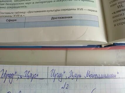 Заполнить таблицу достижения культуры
