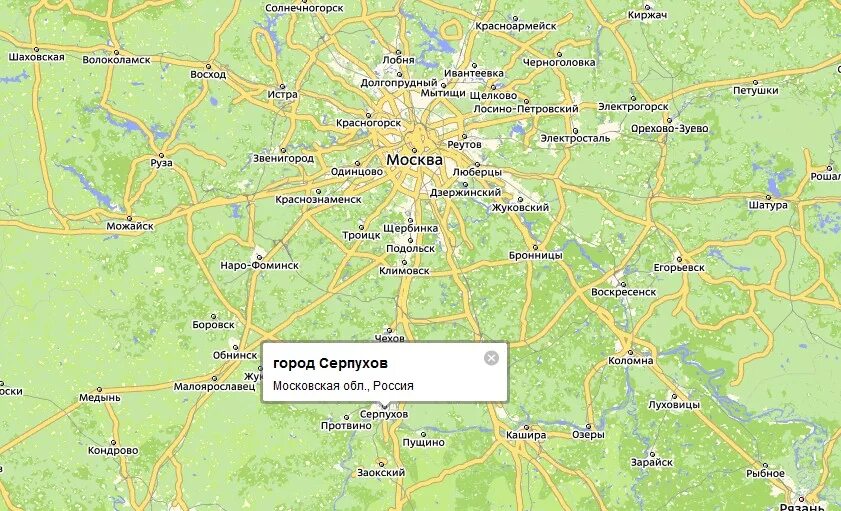 Карта поселков московской области. Г Серпухов на карте Московской области.