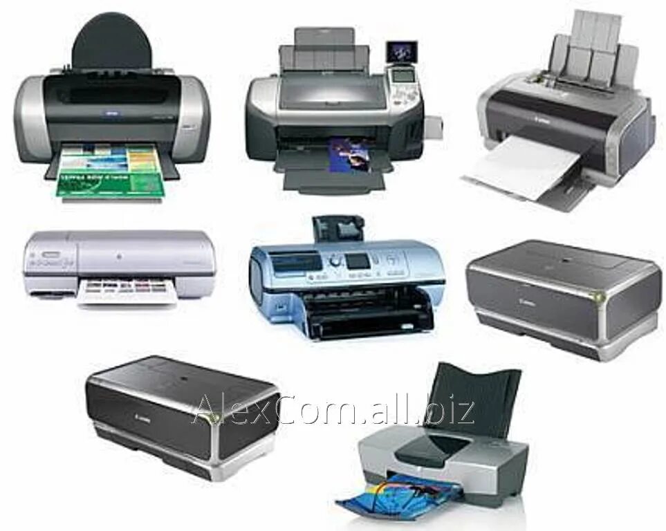 Types of printers. Различные принтеры. Много принтеров. Три вида принтеров. Сканер оргтехника.