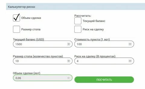 Расчет сделки