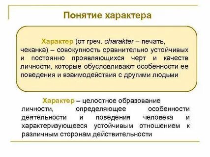 Анализ понятия характер