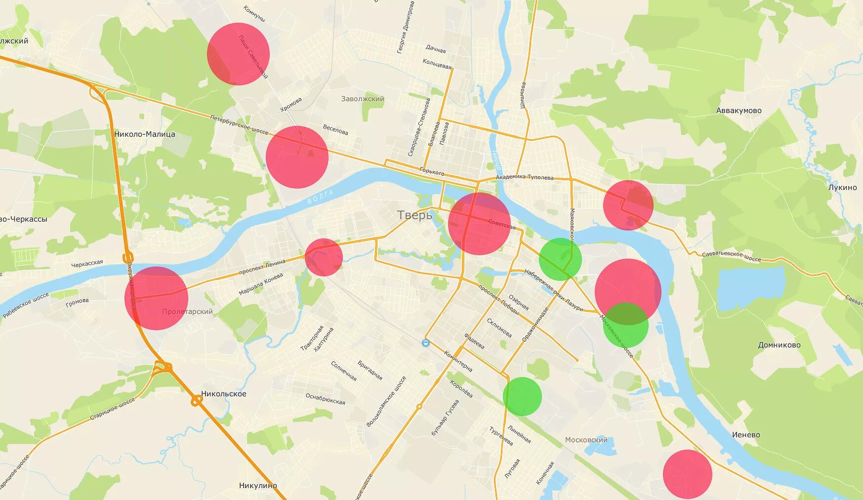 Г тверь районы города. Экологическая карта Твери. Районы Твери. Пролетарский район Тверь карта. Тверь на карте.