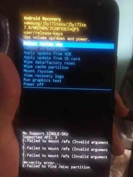 Failed to find com. Invalid argument. Failed to Mount Cust Invalid argument. E:failed to find /misc Partition. Samsung a5 f/DS E:failed to mout /EFS (Invalid argument).