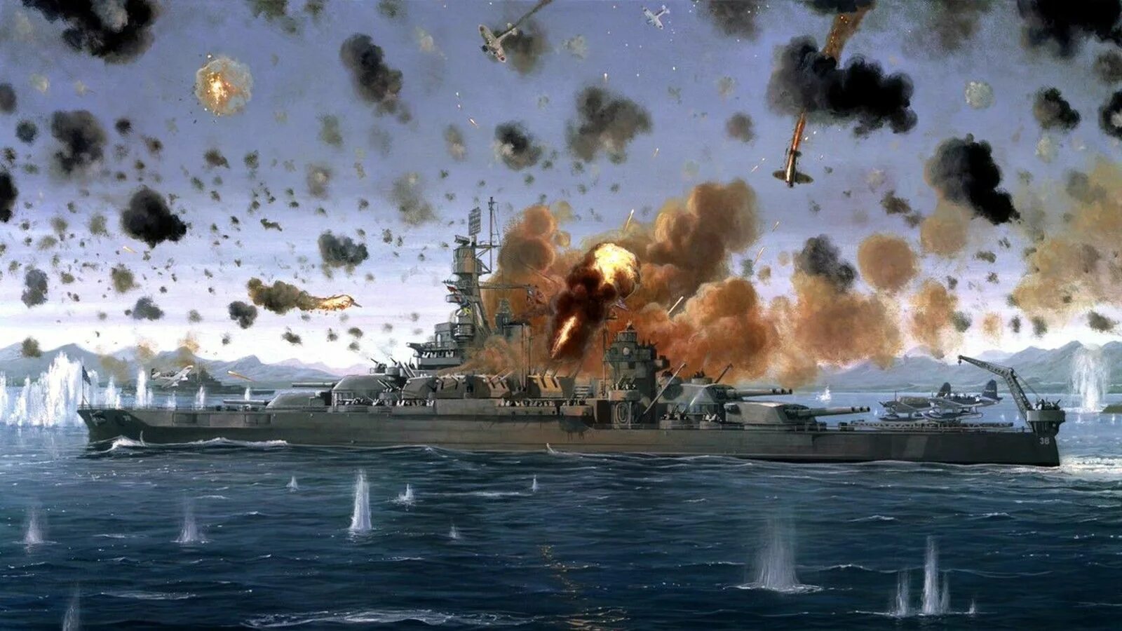 Сражение в заливе лейте. Battle of leyte gulf. линкор пенсильвания 1944. война на тихом океане арт. битва в заливе лейте.