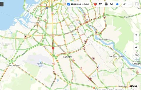 Пробки в санкт петербурге московское шоссе