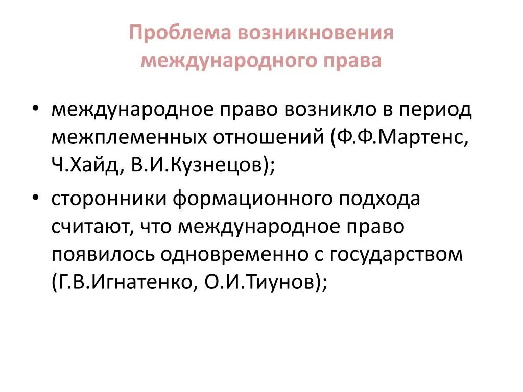 Международное право появление