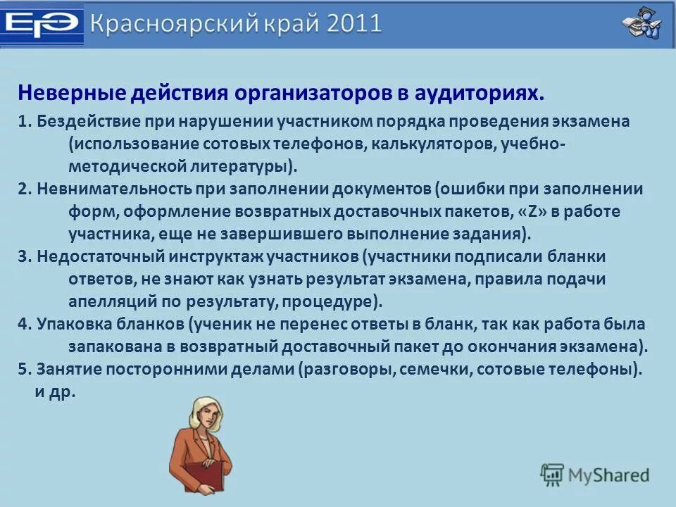 Когда начинается 1 часть инструктажа участников экзамена. Проведение экзамена действия организатора. Действий организатора в аудитории при нарушении порядка участника. Действия организатора в аудитории при нарушении участником экзамена. Нарушение порядка проведения экзамена участниками.