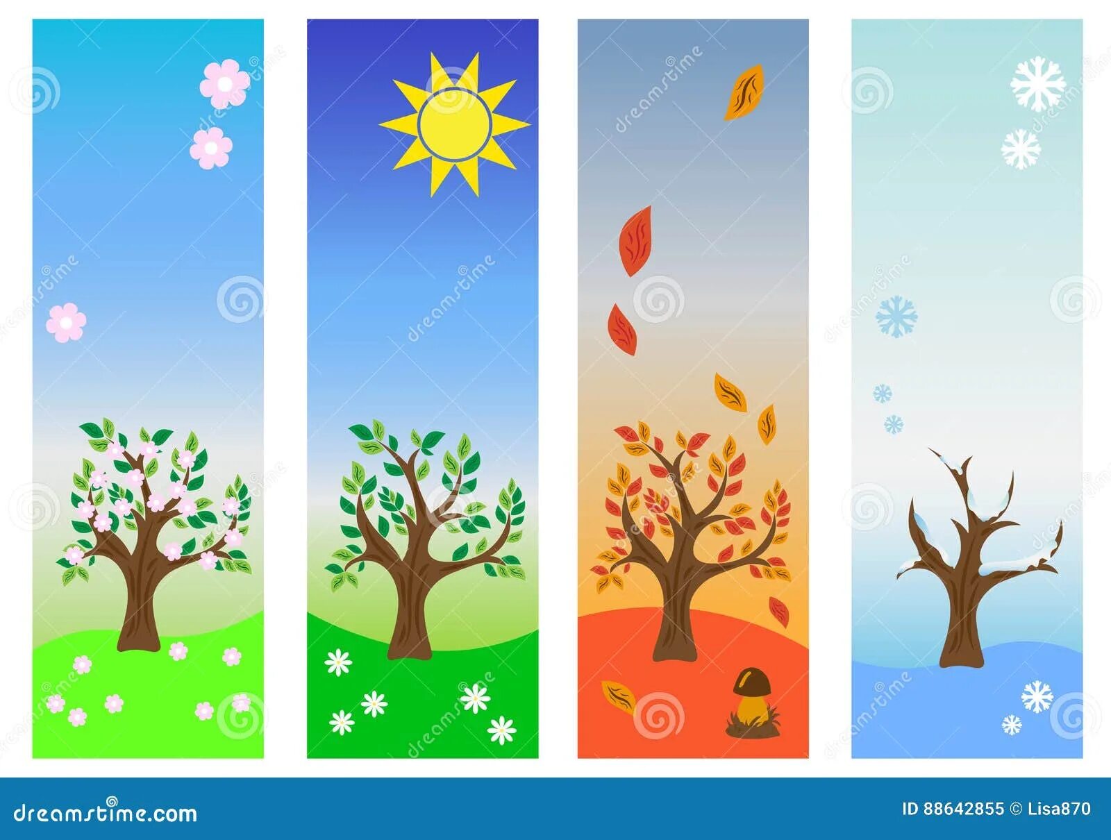 There are four seasons. Вертикальный баннер дерево. Seasons рисунок.