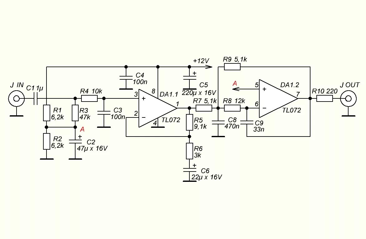 Усилитель с однополярным питанием. Фильтр НЧ для сабвуфера lm358. Микрофонный усилитель на tl072 печатная. Предусилитель для микрофона на tl072. Предварительный усилитель на ОУ tl072.