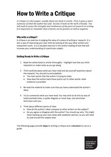 How To Write An Article Critique In Apa Style - Guidelines for pa...