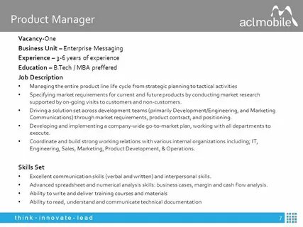 Managers job description