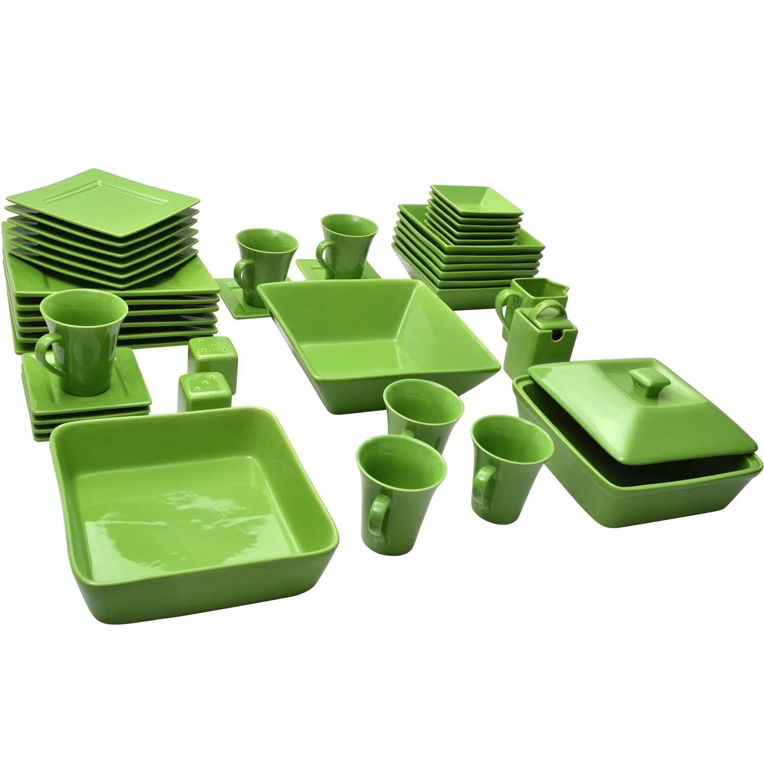 Зеленая посуда. Посуда зеленого цвета. Квадратная посуда набор. Набор посуды зеленый.
