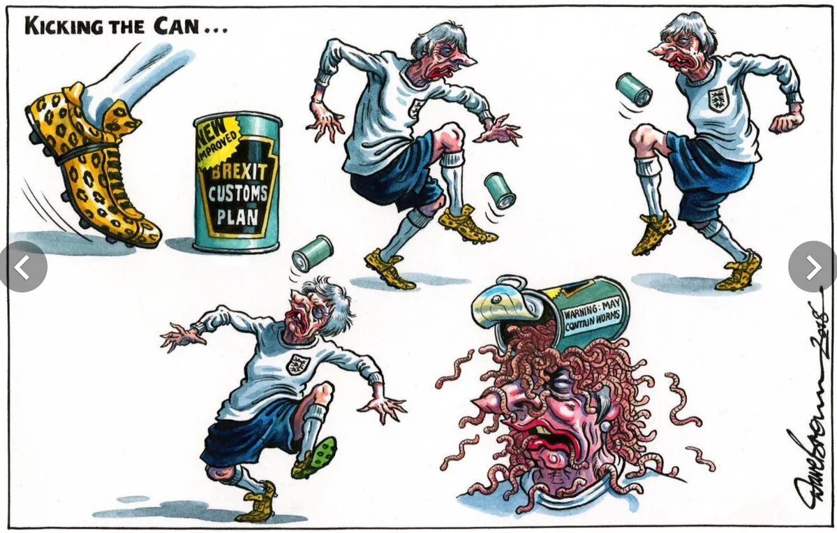 Could down. Дэйв браун карикатура борис джонсон. kick the can. kicking the can down the road. браун дерби карикатуры.