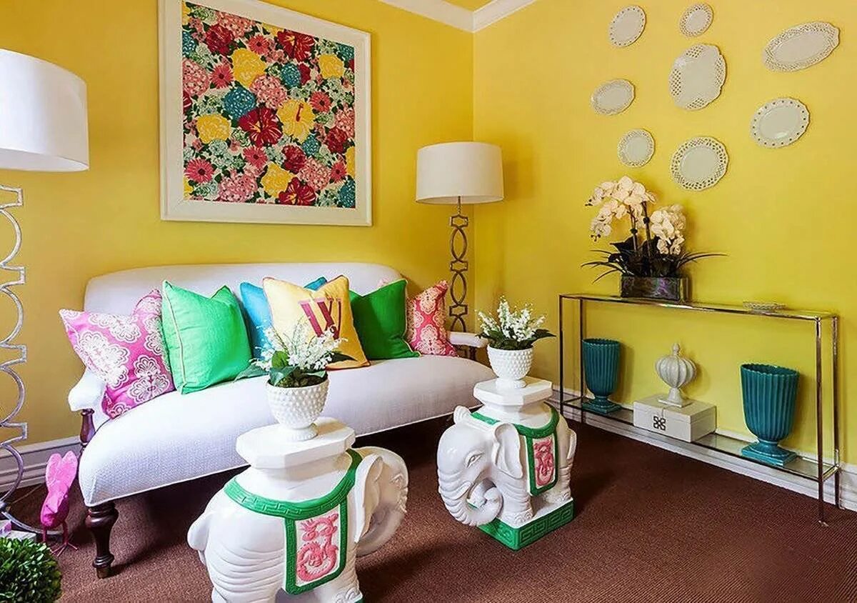 Покраска стен в интерьере. Сочетание ярких цветов в интерьере. Яркие стены в интерьере. Желтые стены в интерьере. Яркие краски в интерьере.