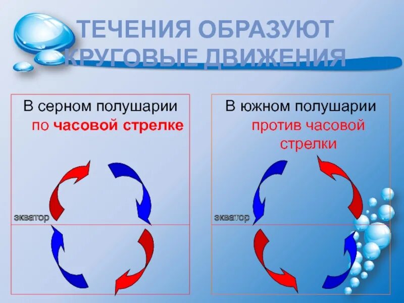 Против часовой это в какую сторону. Вода в разных полушариях. Вращение воды в разных полушариях. Течения образуют круговые движения. Закручивание воды в разных полушариях.