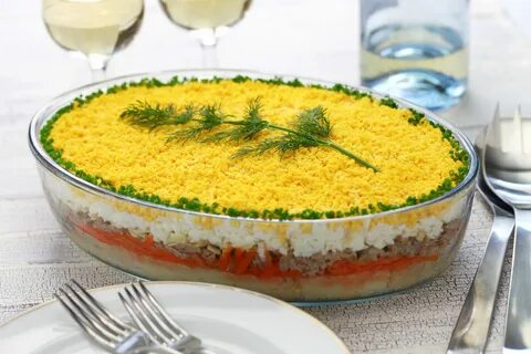 Мимоза со скумбрией