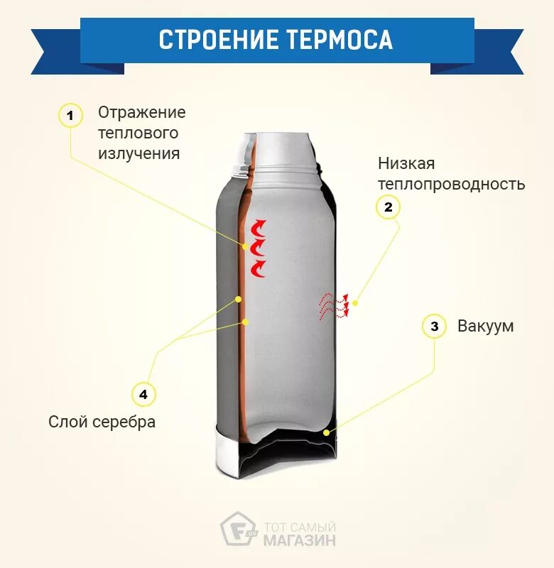 Долго сохраняющие тепло. Термос строение принцип действия. Строение термоса физика. Термос схема физика. Устройство термоса.