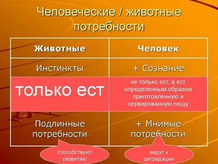 Отличие потребности от инстинкта