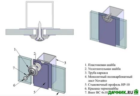 Крепление поликарбоната
