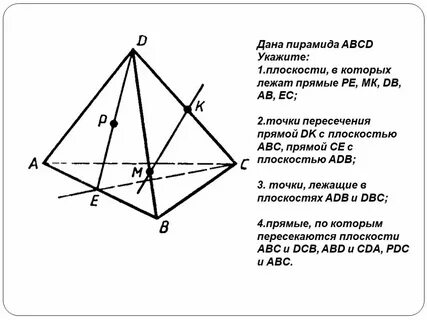 Прямая пересечения плоскостей в пирамиде