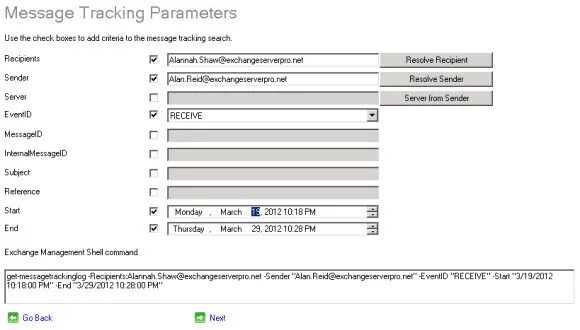 Get messagetrackinglog