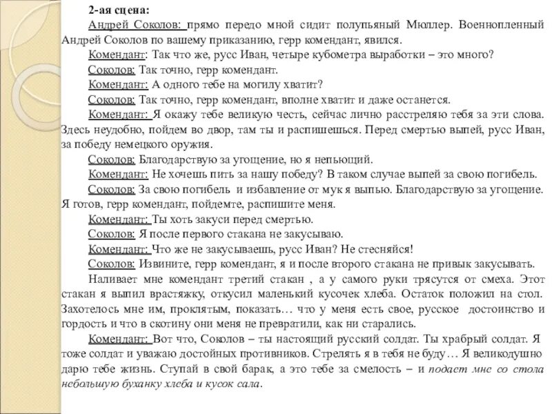 Эпизод с мюллером в рассказе судьба человека. Соколов и Мюллер. Анализ эпизода Соколов у Мюллера.