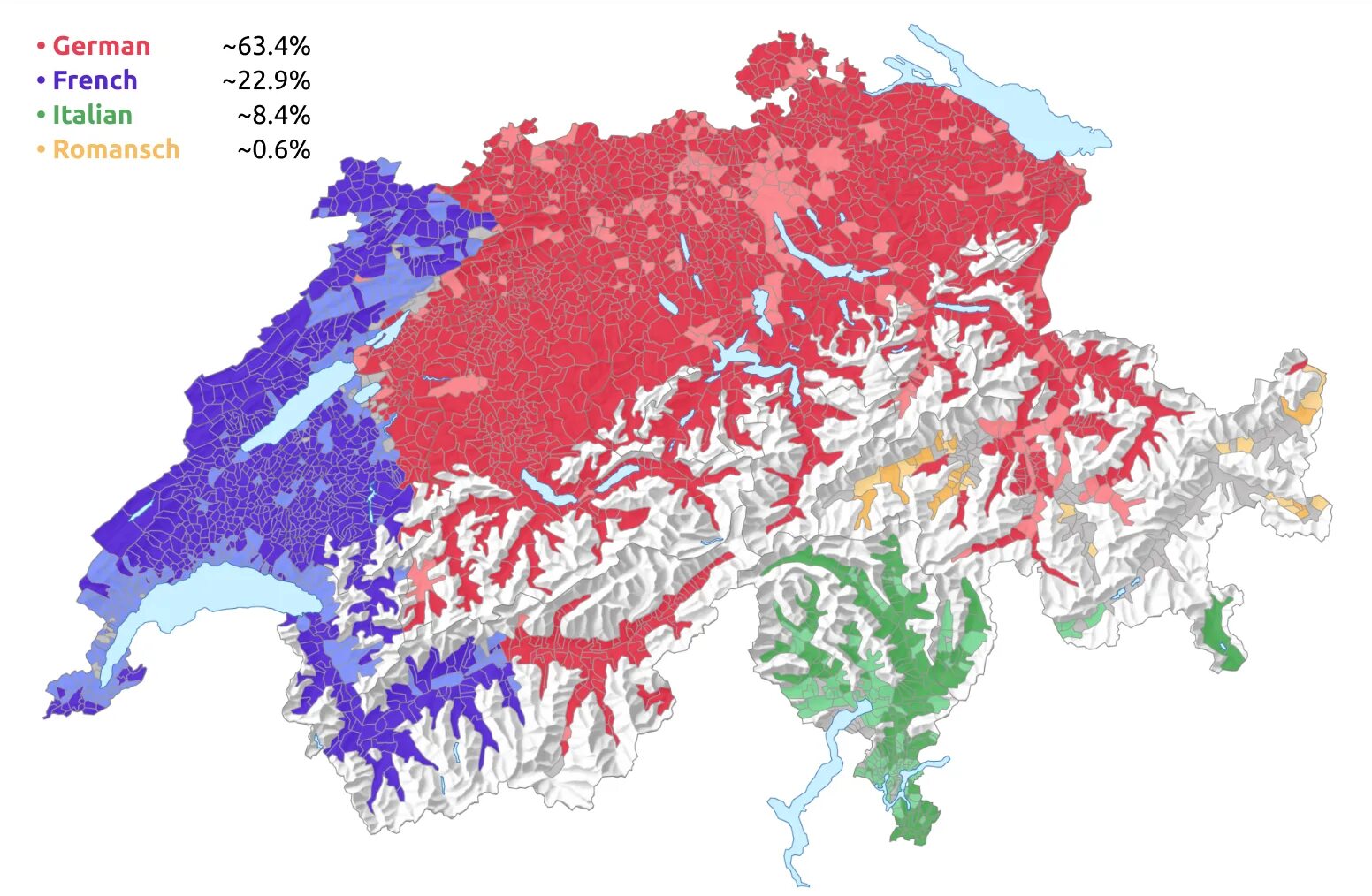 Языковая карта Швейцарии. Этническая карта Швейцарии. Лингвистическая карта Швейцарии. Карта национальностей Швейцарии. Расселение языков