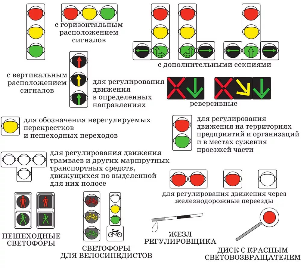 Сколько штраф за красный светофор. Светофорное регулирование с дополнительными секциями. Расположение сигналов светофора. Светофор виды светофоров. Дополнительные сигналы светофора.