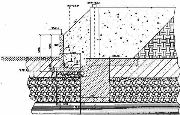 Подошва стены. Подпорная стенка из монолитного бетона чертеж. Бетонная подпорная стенка разрез. Конструктив подпорных бетонных стен. Подпорная стенка из бетона конструктив.