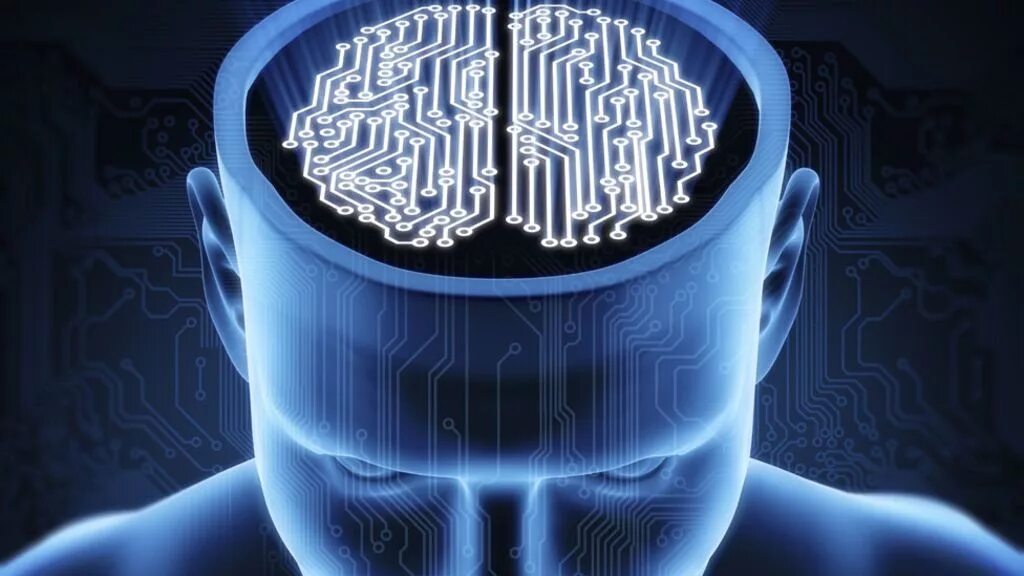 с сознанием компьютера. цифровой человек. человек за компьютером. мозг процессор. модель головы.
