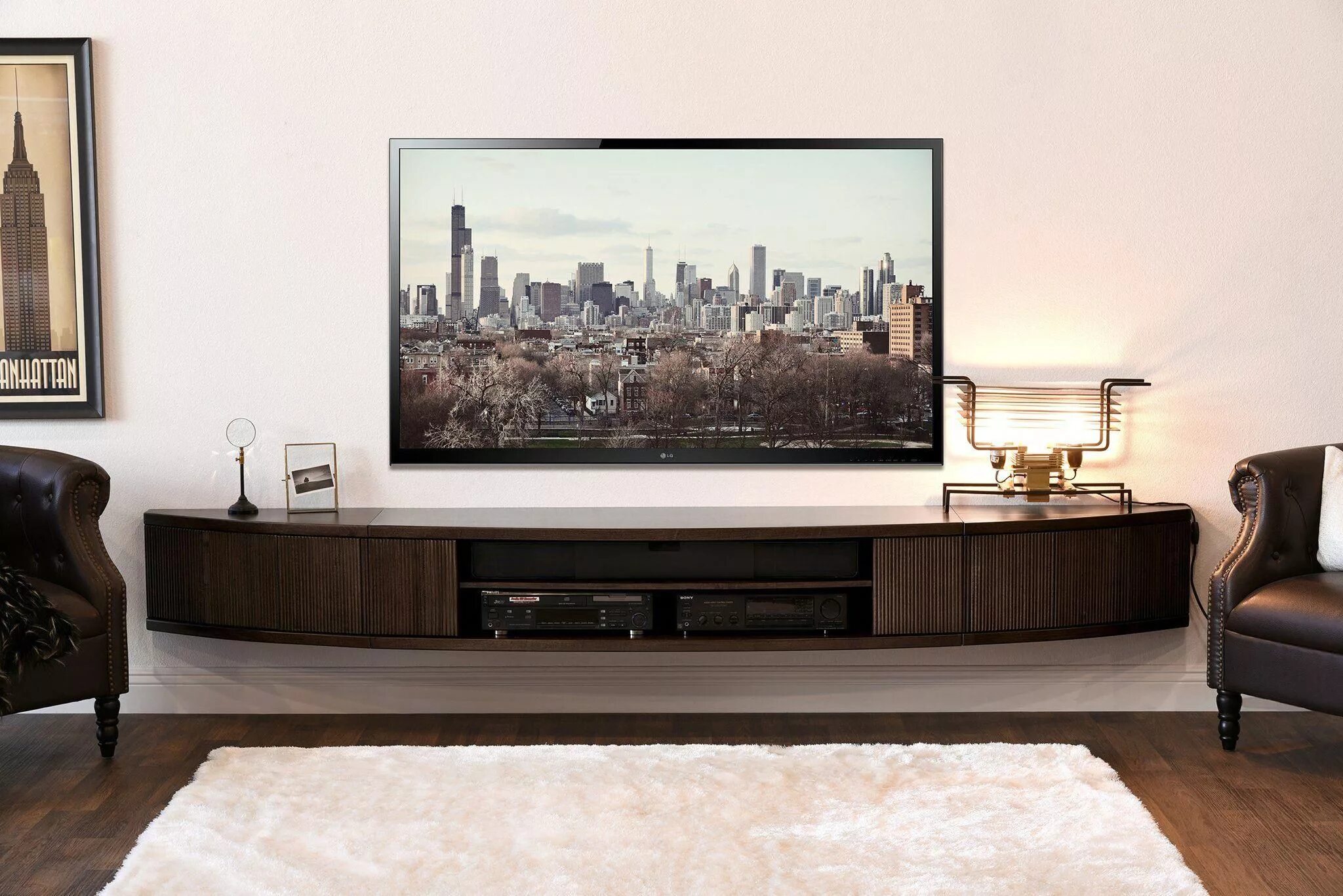 Martin Furniture Floating TV Console, 48", Columbian Walnut in 2025 Living room 