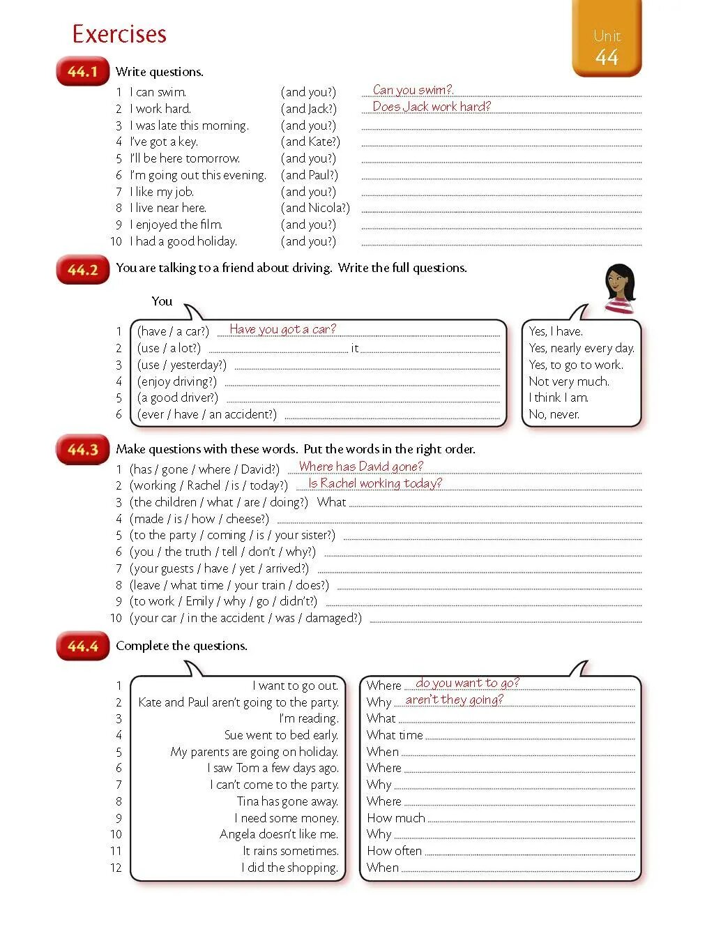 Write the questions in full