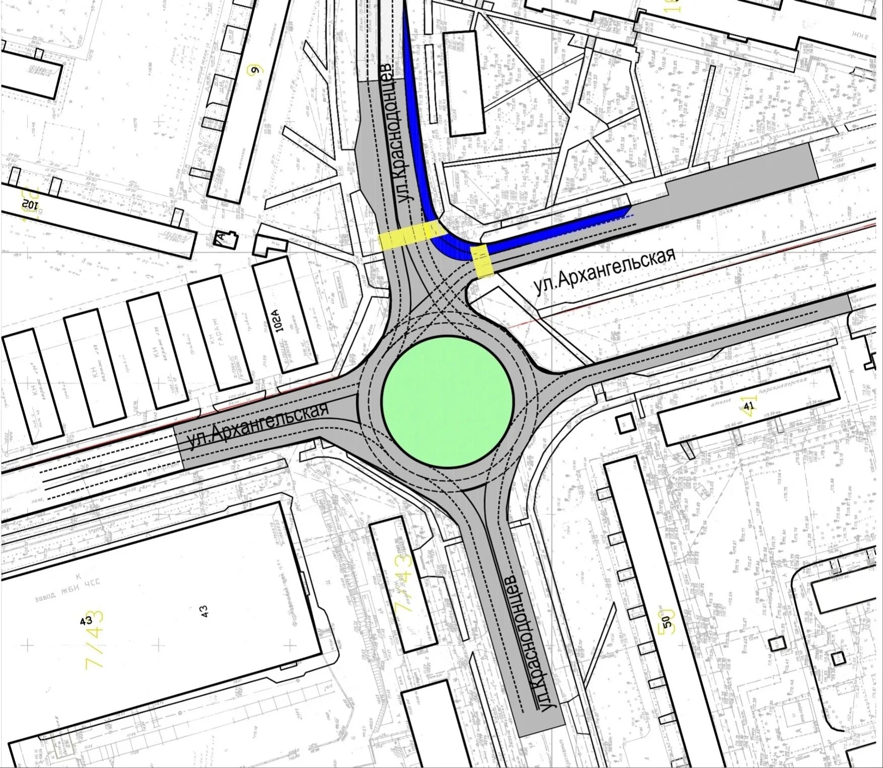 Череповец перекресток ул. Архангельской - пр. Победы. Схема перекрестка. Разметка на перекрестке. Реконструкция перекрестка.