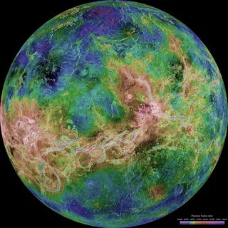 The hemispheric view of Venus is centered at 180 degrees east longitude is ...