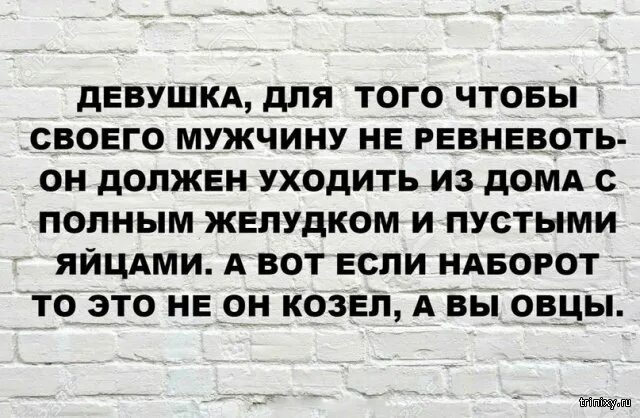 Нужен муж читать полностью. Мужчина должен уходить из дома с полным. Мужчина должен уходить с пустыми яйцами. Полный желудок и пустые яйца. У мужчины должны быть яйца пустые.